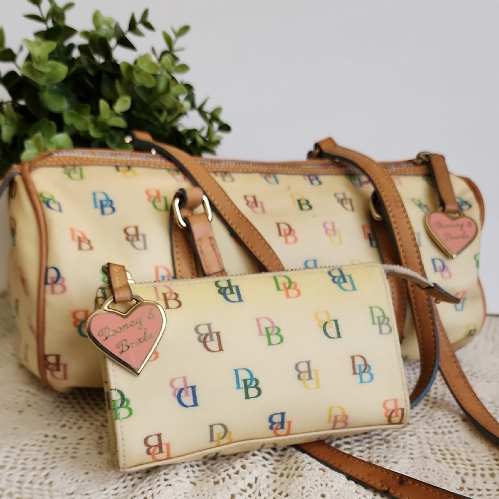 Dooney & Bourke Tan Multicolor Logo Shoulder Bag Set